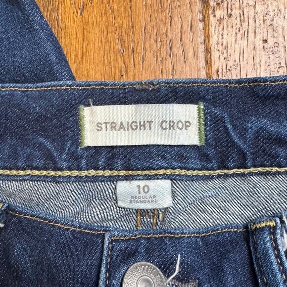 American Eagle Premium Ae77 Denim Straight Crop Ankle Button Fly Jeans Sz 10 - Picture 8 of 9